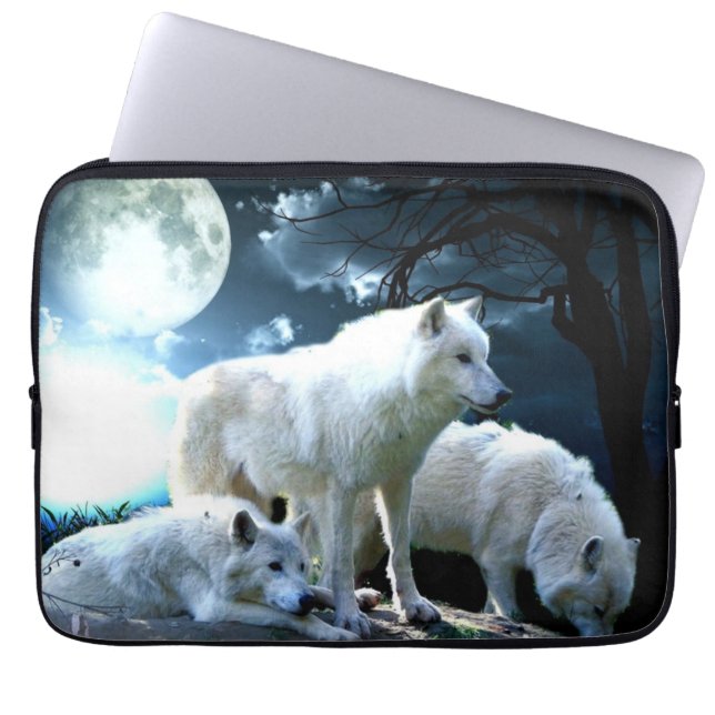 Full Wolf Moon Laptop Sleeve (Front)