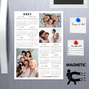 Full Year 2027 Calendar Photo Collage Magnet