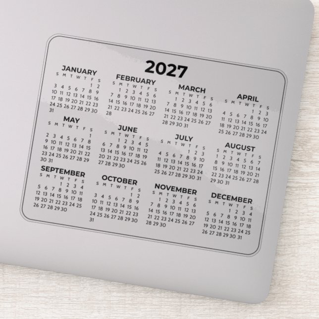 Full Year 2027 Horizontal Calendar Laptop (Detail)