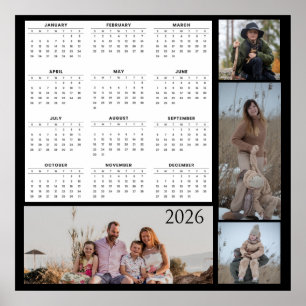 Full-Year Calendar with Customizable Photo Collage Poster