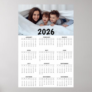 Full-Year Calendar with Customizable Photo  Poster