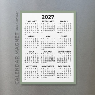 Full Year View 2027 Magnetic Calendar Sage Green