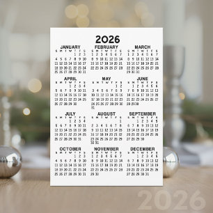 Full Year View Calendar - Basic Minimal Programme