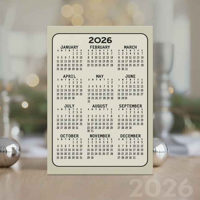 Full Year View Calendar - MCM Pattern on Back Programme (2026 Calendar Card)