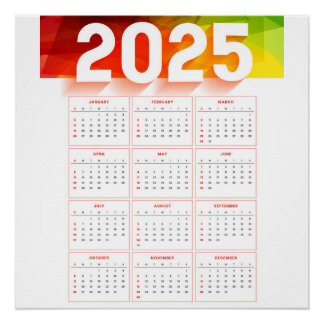 Full Yearly Minimal Vertical Calendar 2025 Poster
