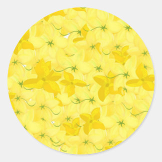 Full Yellow Floral Blast Classic Round Sticker