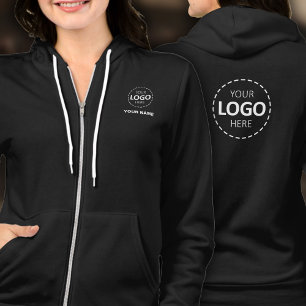 Full Zip Hoodie – Front & Back Logo, Name, Black