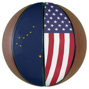 Fullsize Basketball with Flag of Alaska, USA
