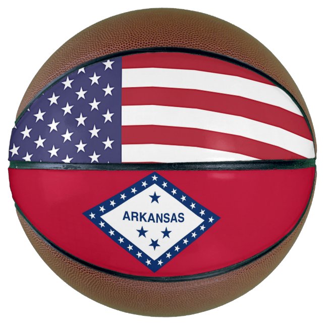 Fullsize Basketball with Flag of Arkansas, USA (Front)