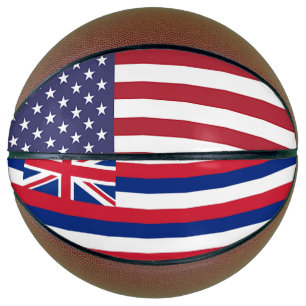 Fullsize Basketball with Flag of Hawaii, USA