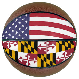 Fullsize Basketball with Flag of Maryland, USA