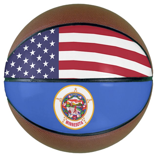 Fullsize Basketball with Flag of Minnesota USA (Front)
