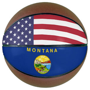 Fullsize Basketball with Flag of Montana, USA