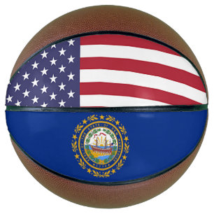 Fullsize Basketball with Flag of New Hampshire USA