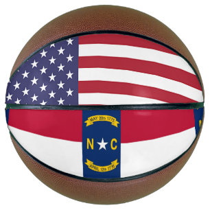 Fullsize Basketball with Flag of North Carolina