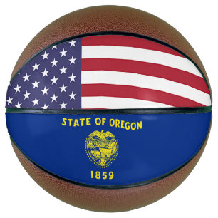 Fullsize Basketball with Flag of Oregon, USA