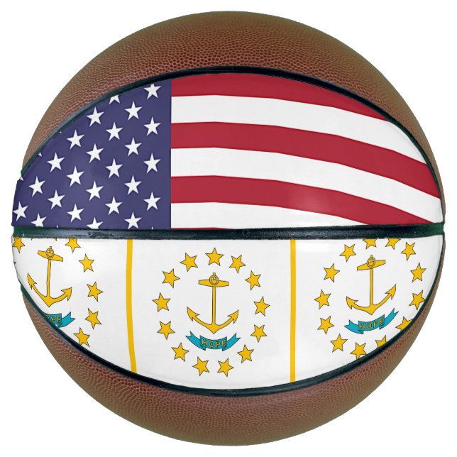 Fullsize Basketball with Flag of Rhode Island, USA (Front)