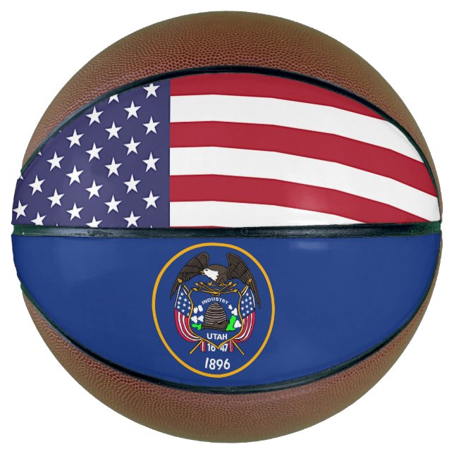 Fullsize Basketball with Flag of Utah (Front)