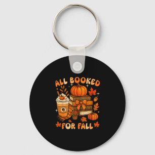 Fully Booked For Fall Books Pumpkin Autumn Thanksg Key Ring