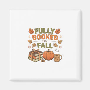 Fully Booked For Fall Books Pumpkin Autumn Thanksg Magnet