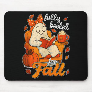Fully Booked For Fall Books Pumpkin Autumn Thanksg Mouse Pad