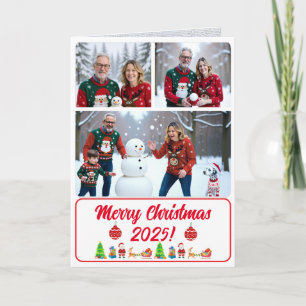Fully Custom 3 Photo Traditional Folded Xmas Card