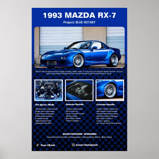 Fully custom Car Show Spec Board Poster (Front)