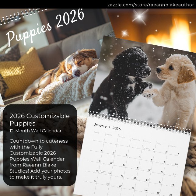 Fully Customisable 2026 Puppies Wall Calendar (Creator Uploaded)