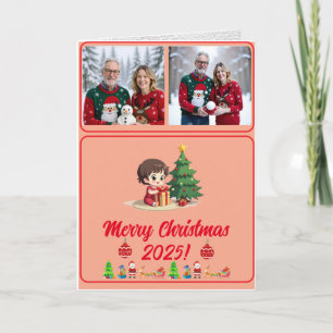 Fully Customisable 2 Photo Traditional Folded Holiday Card