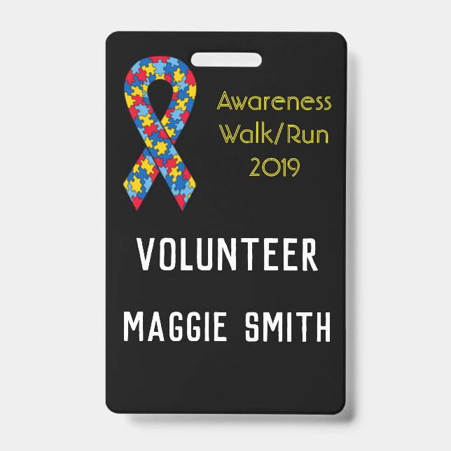 Fully Customisable Autism badge ID Badge (Front)
