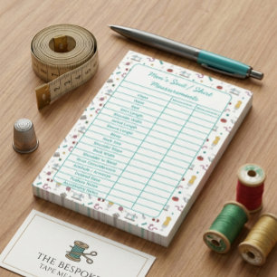 Fully Customisable Body Measurements Chart Notepad