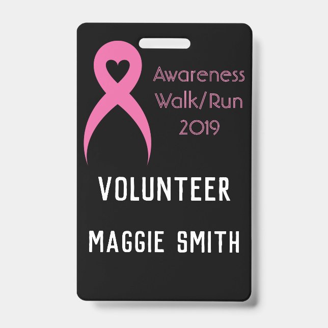 Fully Customisable Breast Cancer badge ID Badge (Front)