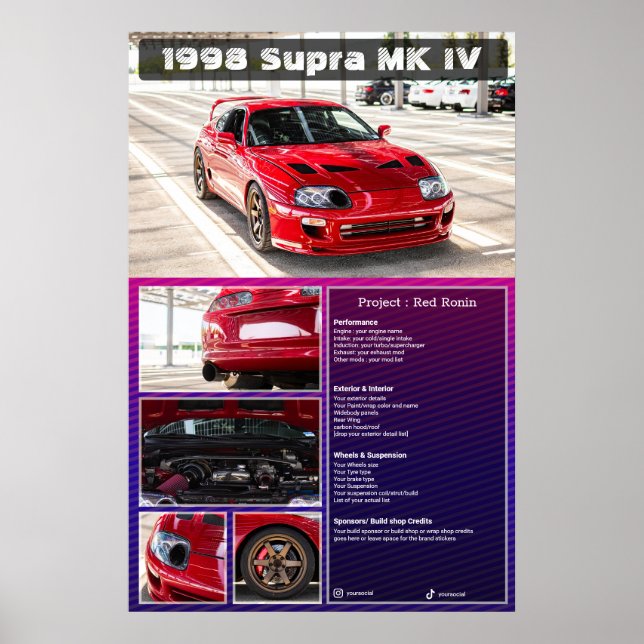 Fully customisable Car Show Spec Board foamcore Poster (Front)