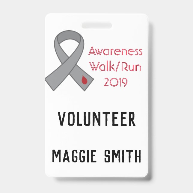 Fully Customisable Diabetes Ribbon badge ID Badge (Front)