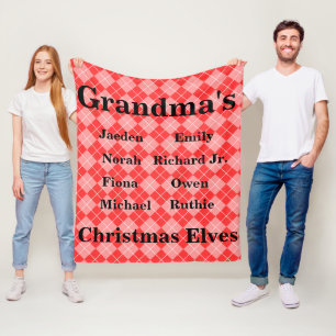 Fully Customisable Grandkids Christmas Elves Fleece Blanket
