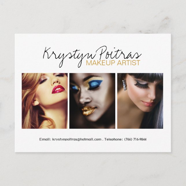 Fully Customisable Makeup Artist Comp Card (Front)