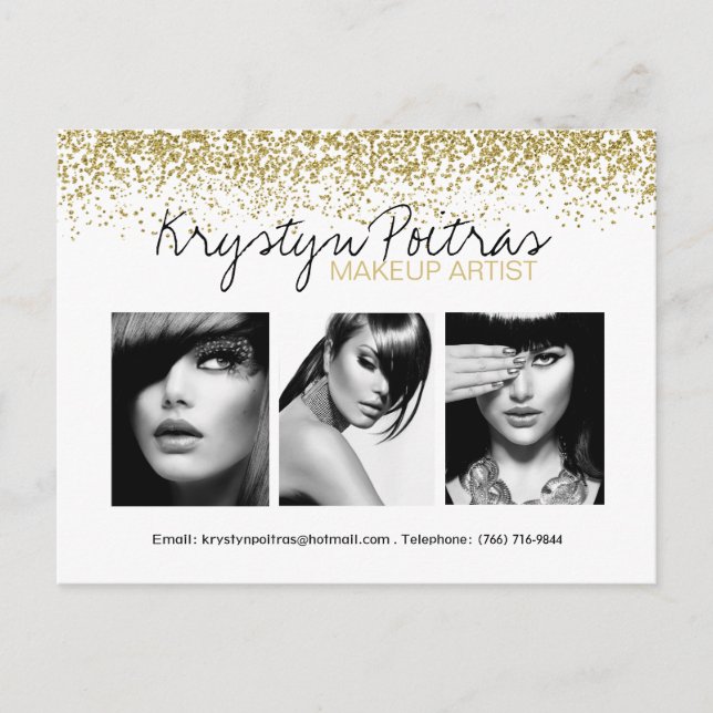 Fully Customisable Makeup Artist Comp Card (Front)