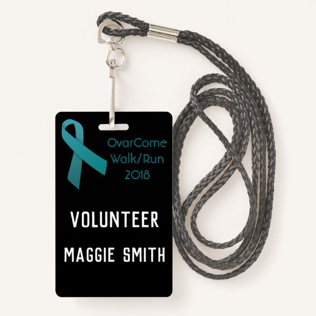 Fully Customisable Ovarian Cancer badge ID Badge (Front with Lanyard)