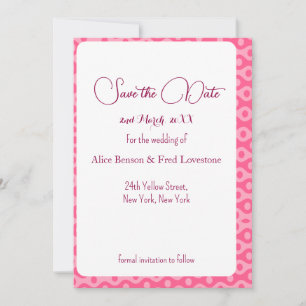 Fully Customisable With Your Details Pink Pattern  Save The Date
