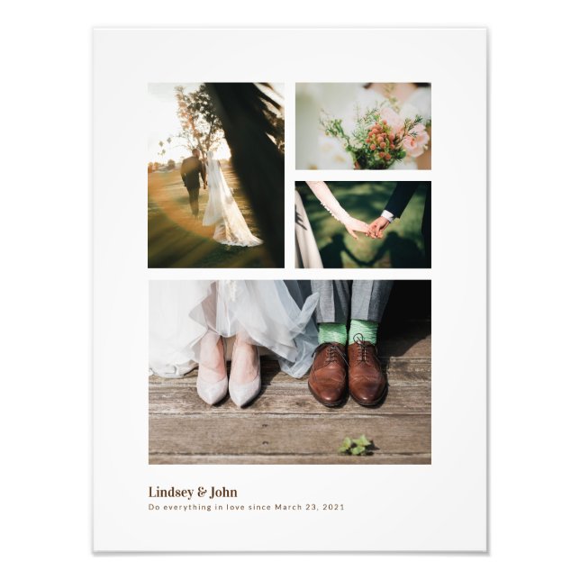 Fully Customised Elegant Wedding Photo Collage Print (Front)