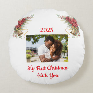 Fully Customizable First Christmas Round Pillow