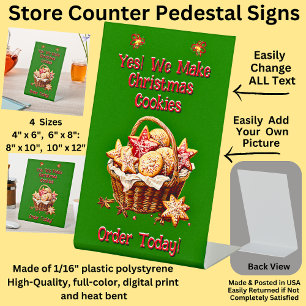 Fully Editable Christmas Cookies Pedestal Sign