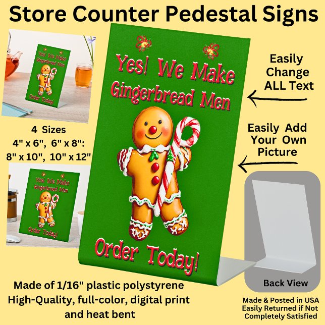 Fully Editable Christmas Gingerbread Men           Pedestal Sign (Creator Uploaded)