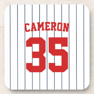 Fully Editable Colors Baseball Jersey Stripes Name Coaster