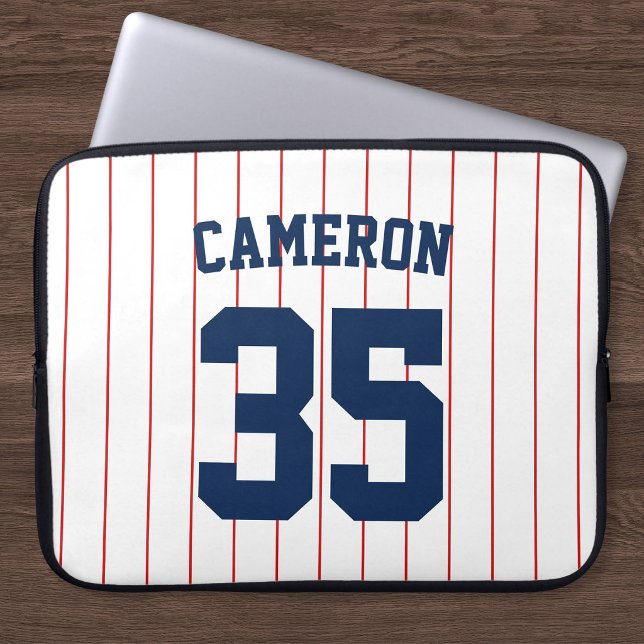 Fully Editable Colors Baseball Jersey Stripes Name Laptop Sleeve (Creator Uploaded)