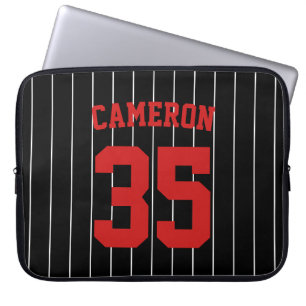 Fully Editable Colors Baseball Jersey Stripes Name Laptop Sleeve