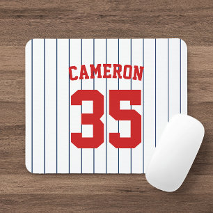 Fully Editable Colors Baseball Jersey Stripes Name Mouse Pad
