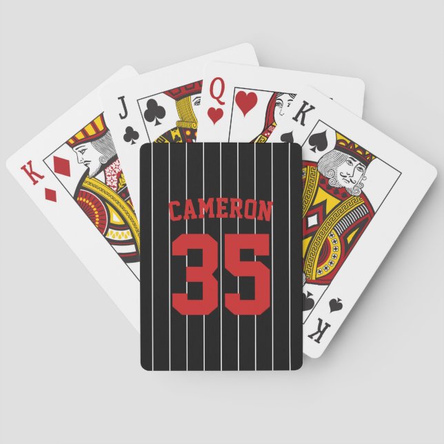 Fully Editable Colors Baseball Jersey Stripes Name Playing Cards (Back)
