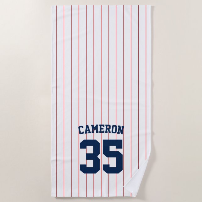 Fully Editable Colours Baseball Jersey Stripes Nam Beach Towel (Front)