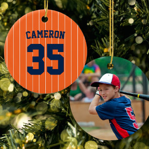 Fully Editable Colours Baseball Jersey Stripes Nam Ceramic Tree Decoration